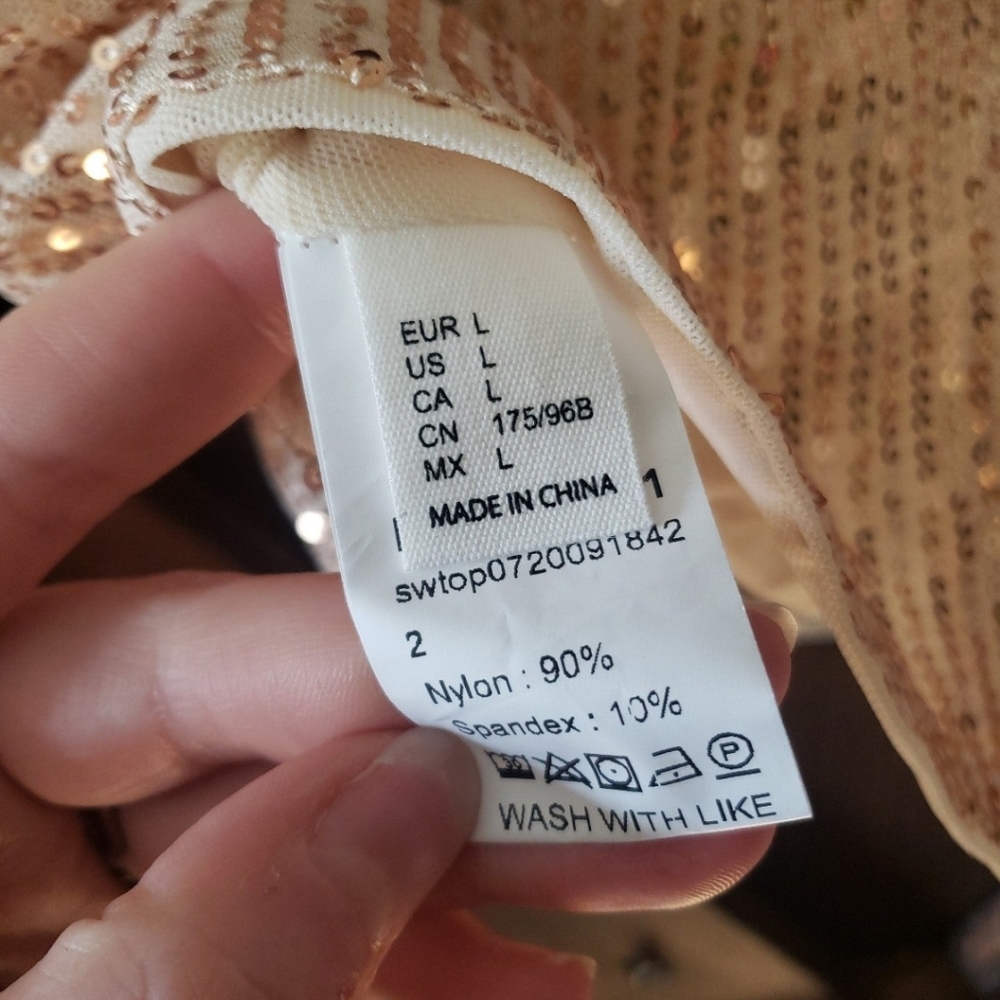 Sequin Sparkle Special Event Crop Top Large - image 6